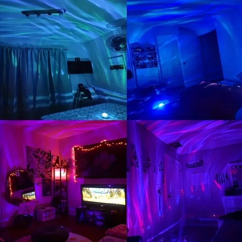 GGbingo Galaxy Projector Aurora RGB 5V Night Lights Auto Rotating Sound Activated DMX Remote Control Home Room Decorations