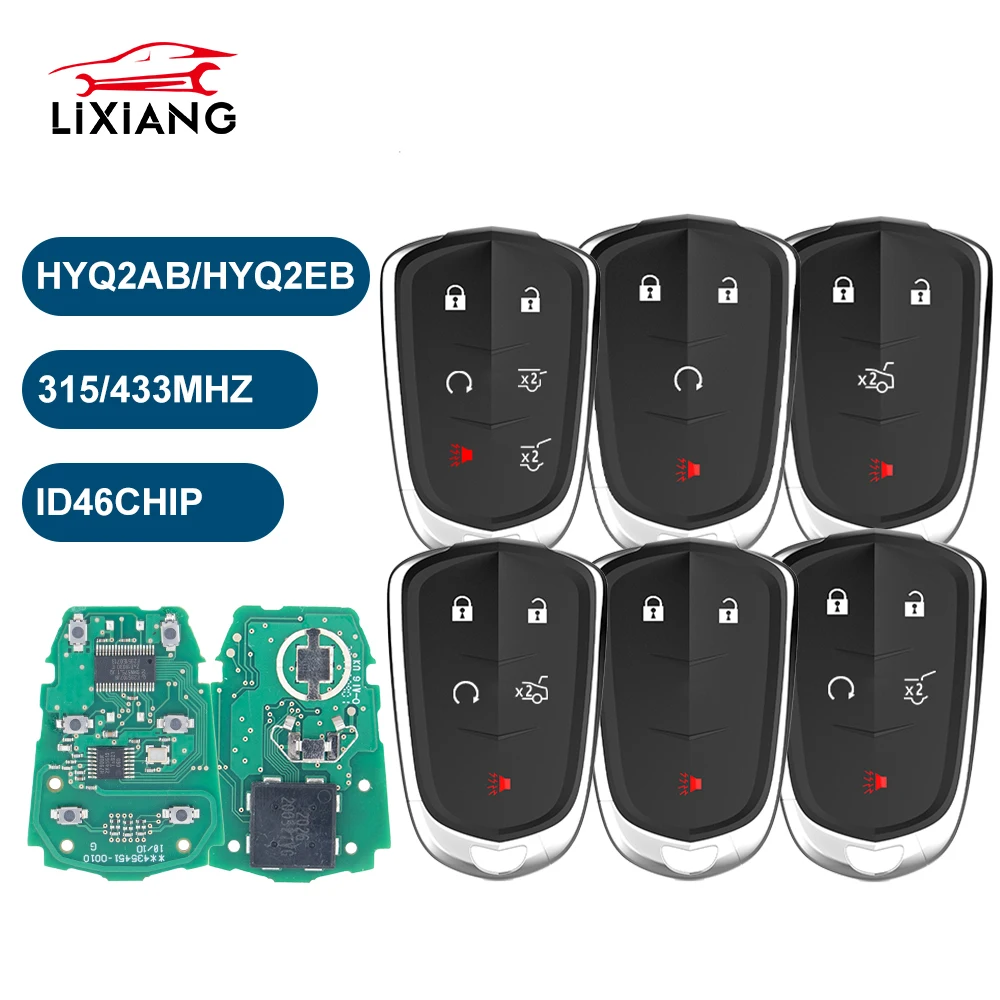 LIXIANG  World Car Remote Control Key For Cadillac Escalade SRX XTS ESV ATS CTS HYQ2AB 315MHz HYQ2EB 433MHz ID46 PCF7937E Card