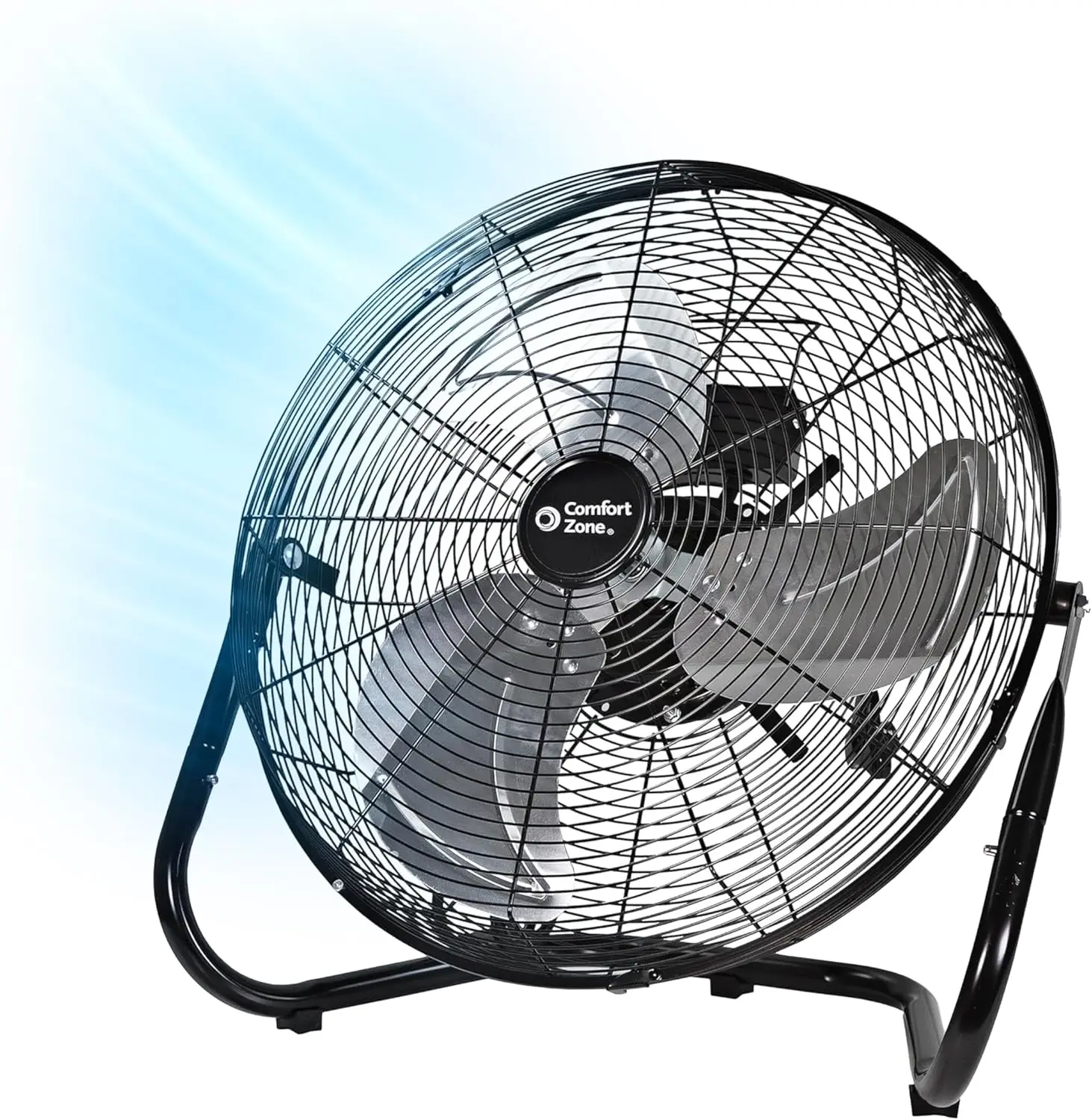 

18-Inch Black Metal Industrial Floor Fan for Garage, Workshop, Home - 3-Speed, 180° Tilt, Quiet