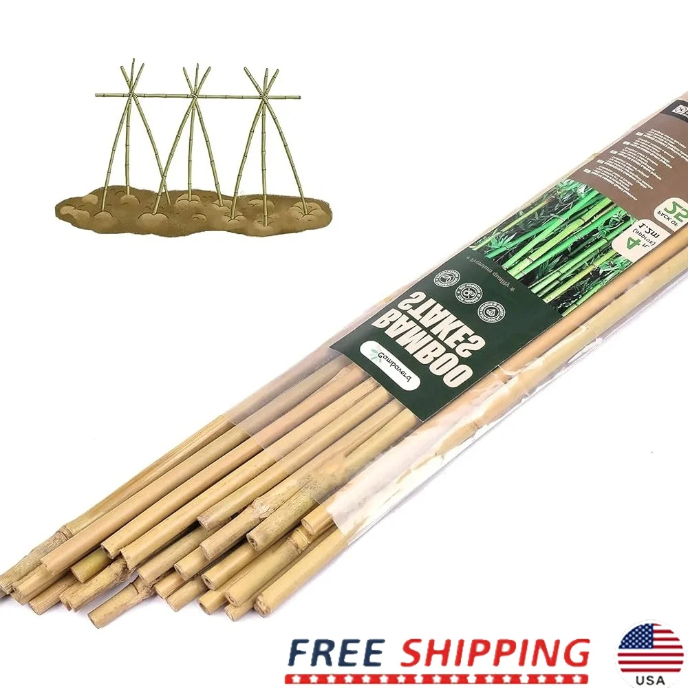 

Bamboo Plant Stakes 4ft 25 Pack Supports Climbing Plants Vegetables Tomatoes Beans Strong Sturdy Durable Garden Stakes