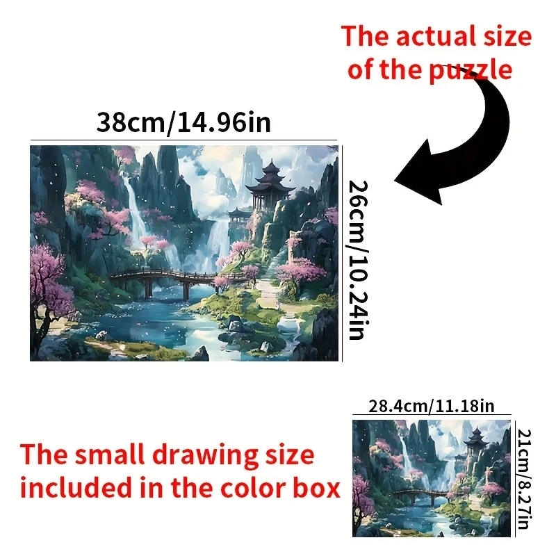 A Mini Puzzle with Waterfall and Wildflower Design - Scratch-Resistant & Waterproof, Advanced Skill Level, Perfect for Adults,