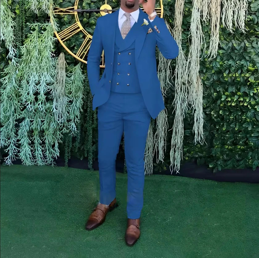 ผู้ชายจัดเลี้ยงงานแต่งงาน 3 ชิ้นคู่ที่กําหนดเองชายชุด (เสื้อ,เสื้อกั๊กและกางเกง) party ธุรกิจสํานักงานสวมใส่