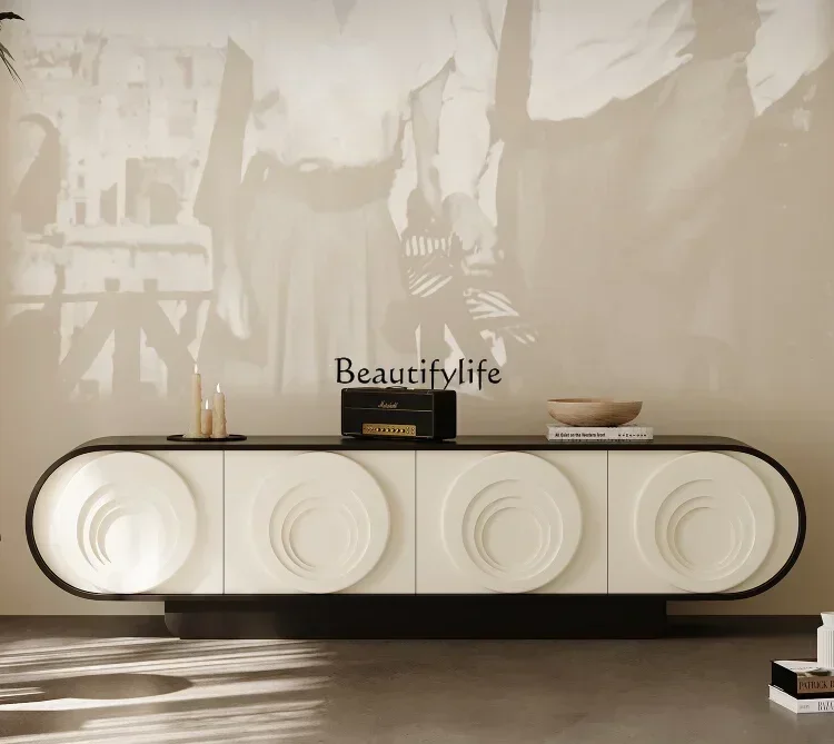 

LTV Cabinet Floor Solid Wood Cream Style Modern Minimalist Italian Minimalist Black Retro