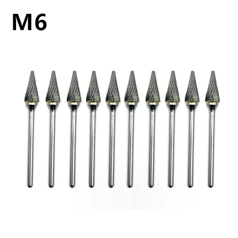 

10x Dental Lab Tungsten Steel Burs Titanium Nitrate Carbide Burs Dentistry Drills 2.35mm Shank Polisher M6