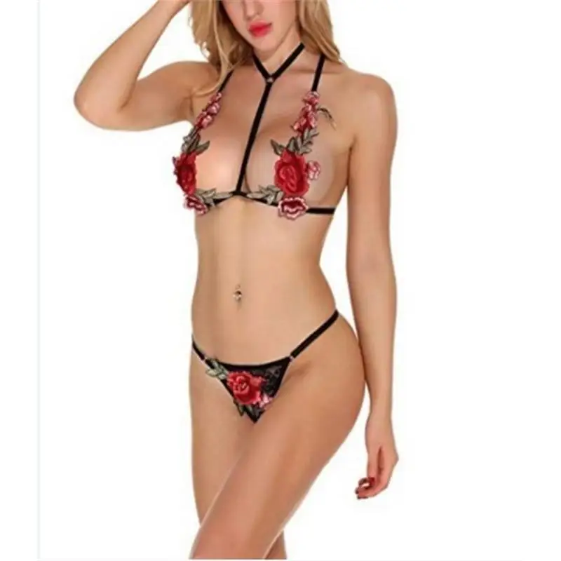 

Sexy Floral Embroidery Strap Underwear Set Faionable Binding Band New Arrival plus Size Women's Dr from China PU Material