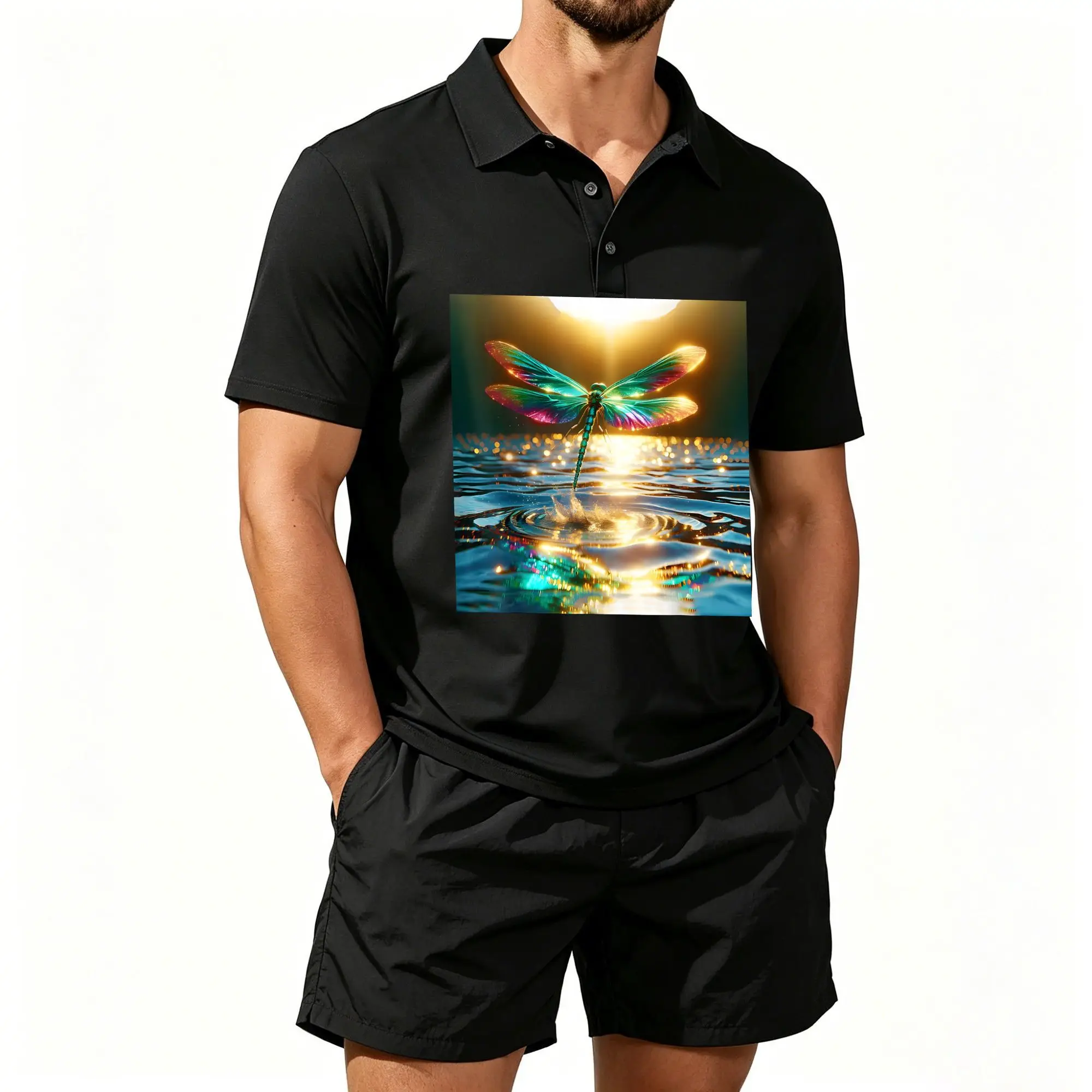 Men's Short-Sleeved Polo Set, Print: Valentine's Day Leopard Print Rainbow Theme for Third-Grade Teachers, Suitable for Daily Wear and Outdoor Activities, Soft and Breathable Fabric, Machine Washable