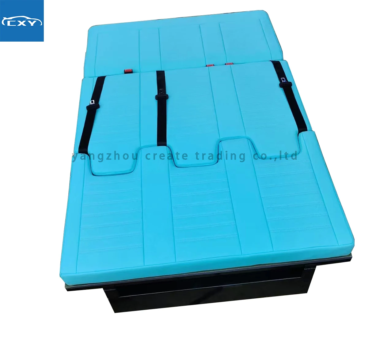 Three-Passenger Comfortable Leather Folding RV Camper Van Sofa Bed Convertible Modified Car Seats Into Bed view 6