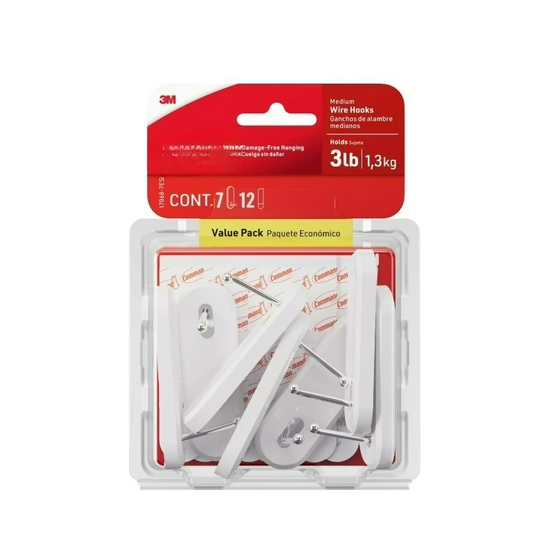 Wire Hooks Value Pack, Medium, White, 7 Wall Hooks