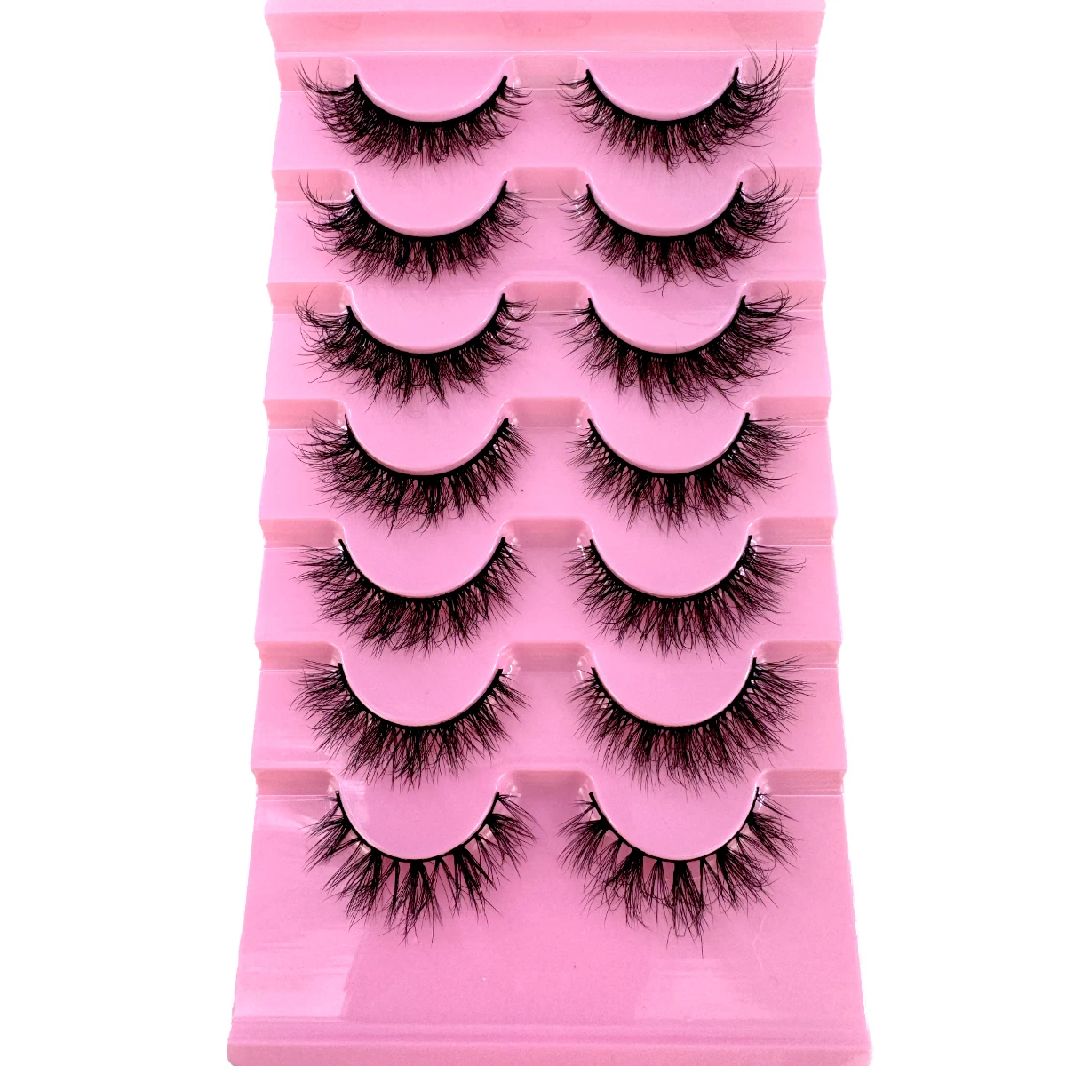 New 7 Pairs Faux Mink Eyelashes Handmade False Eyelashes Natural Nude Makeup Simulation Cross Messy Eye 3D Curly Eyelashes