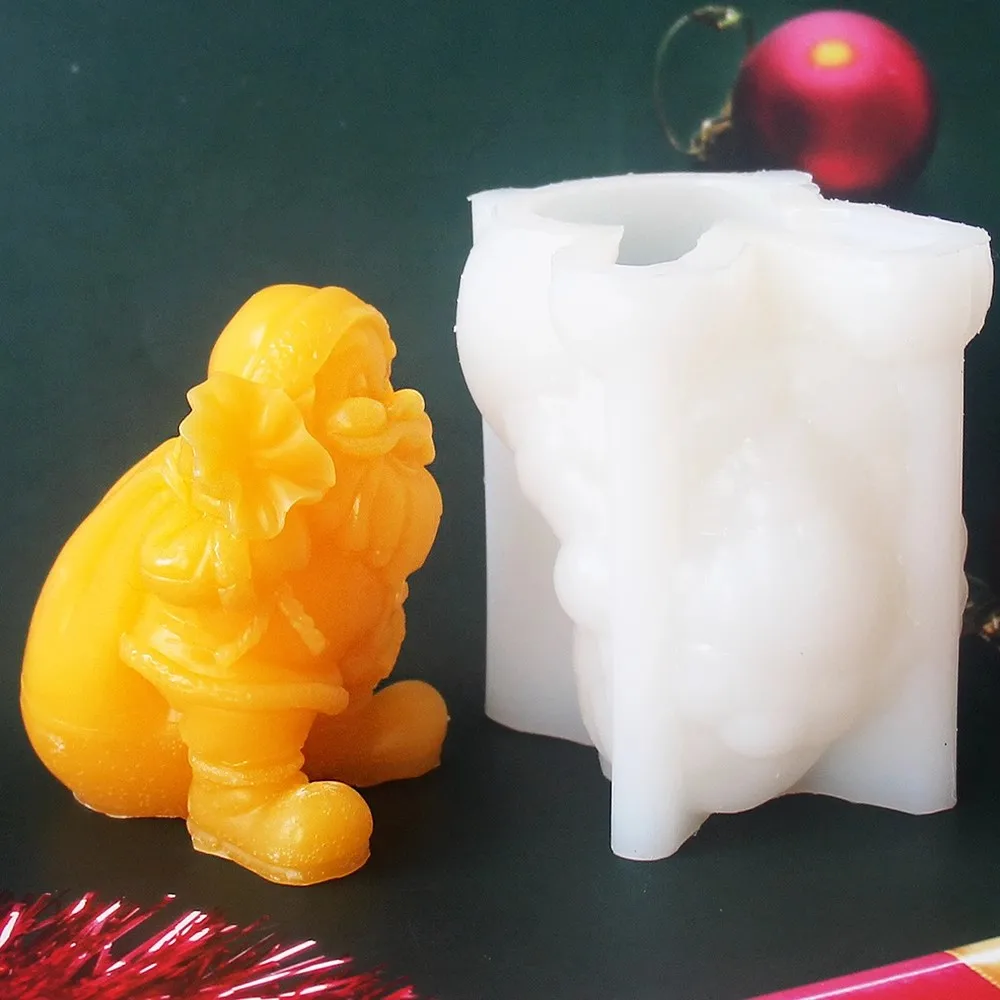 Santa Claus plaster candle decoration silicone kneading mold Christmas diy chocolate drop silicone mold