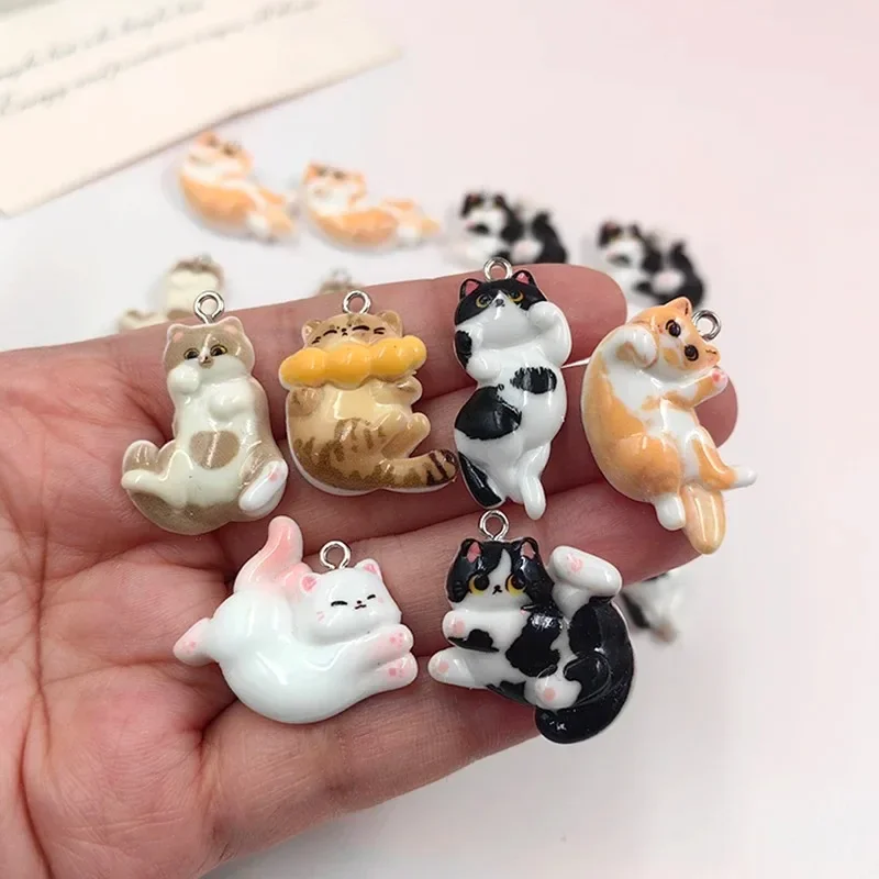 10 Pack Lovely Animal Resin Pendants Glossy Sporting Persian Cat Charms DIY Handmade Jewelry Making Accessories