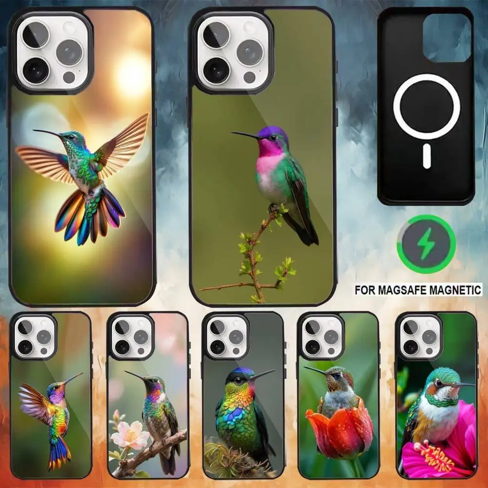 

Colorful Bird Hummingbird Phone Case For iPhone17,16,15,14,13,12,11 Plus,Pro Max Magnetic For Magsafe Wireless Charging