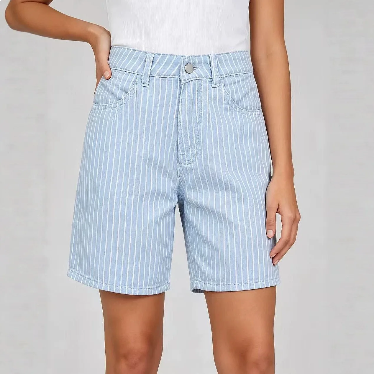 Jean High Waist Striped Jeans Women Loose Casual Spring Summer Denim Pants