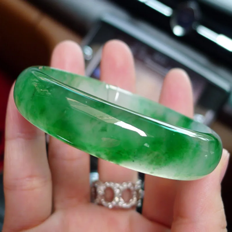 Mine Timber Ice-like Yang Green Bangle Myanmar Jade Bracelet Children