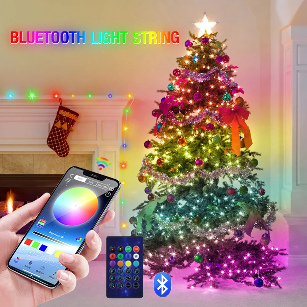 Dreamcolor RGB IC Led Strip WS2812B Smart Bluetooth Control Fairy String Lights Christmas Garland Waterproof Curtain Party Decor