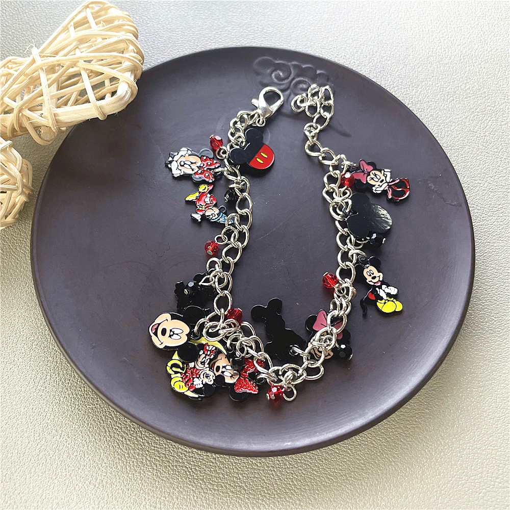 JYYH Fashion Disney Series Cute Mickey Mouse Mickey and Minnie Pendant Versatile Bracelet