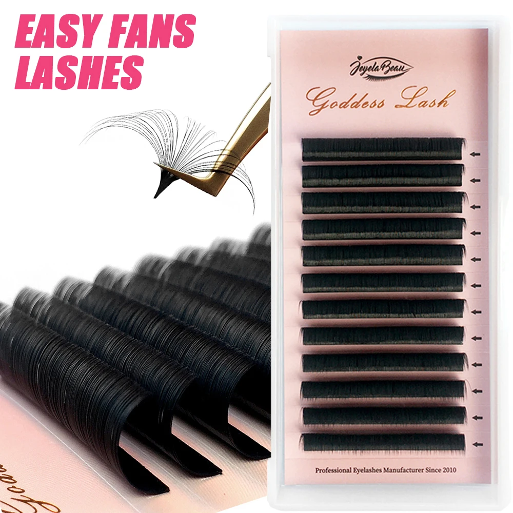 Goddess  Easy Fan Lashes  Faux Mink Eyelash Extension Fast Bloom Austomatic Flowering Self-Making Volume Soft Natural 5D 6D 10D