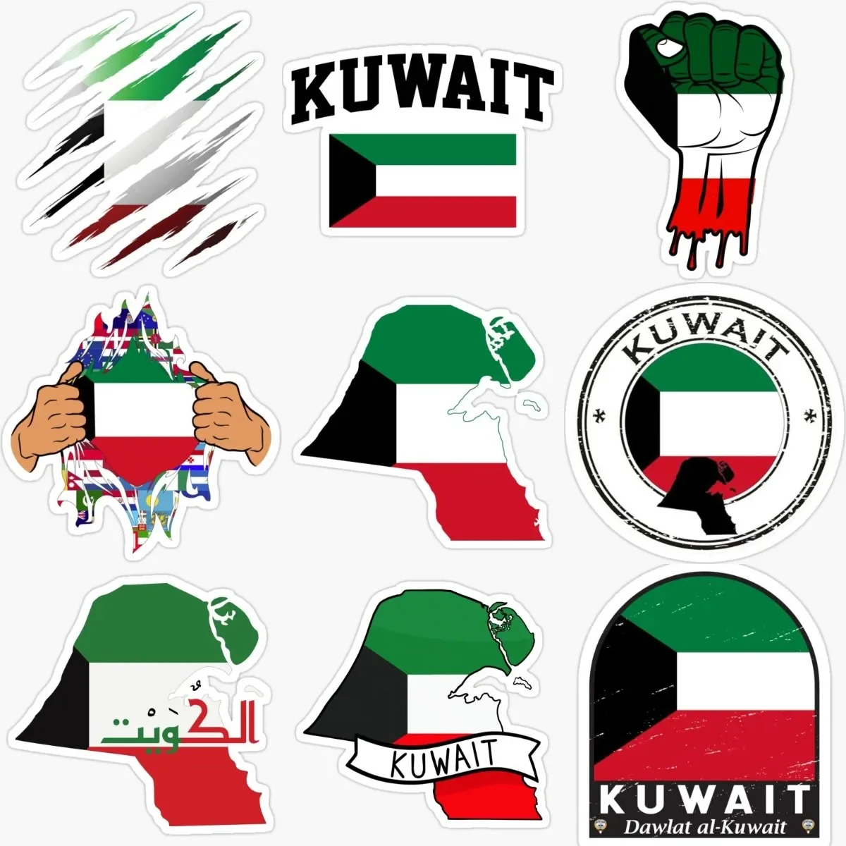 

KWT Kuwait Flag Map Emblem Creative PVC Stickers for Car Motorcycle Camper Van Bicycle Wall Off-road Bicycle Decal Accessories