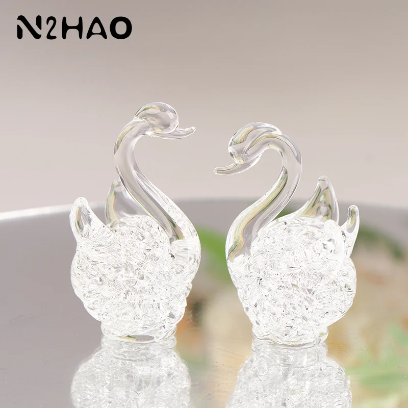 1Pc Crystal Swan figurine Glass Animal Ornament Swan Crystal Figurines Home Desk Decoration Miniature Creative Gift