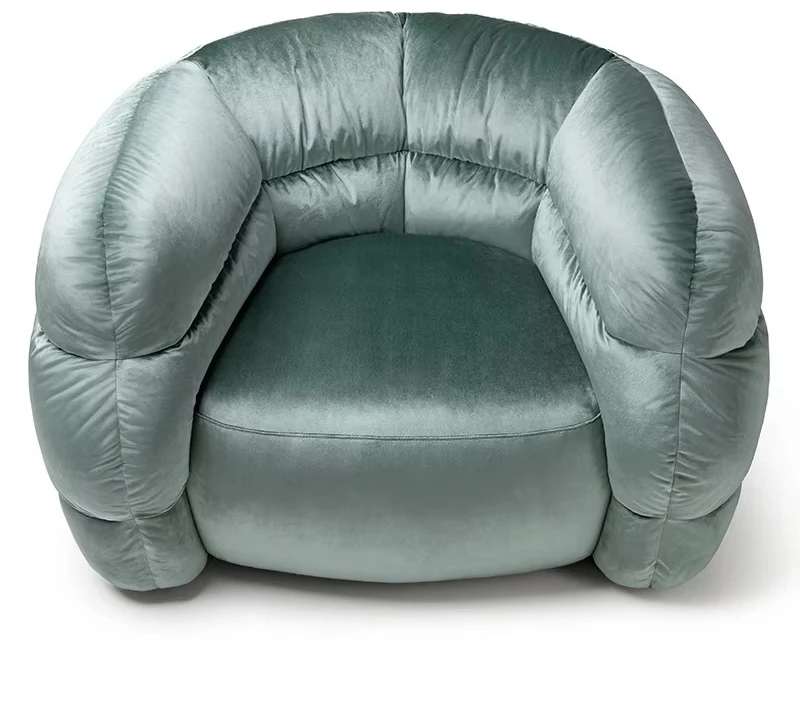 Modern Nordic Curved Sofa-Plush Velvet Fabric with Wrap-around Comfort for Home, Beauty Salons, Hotels