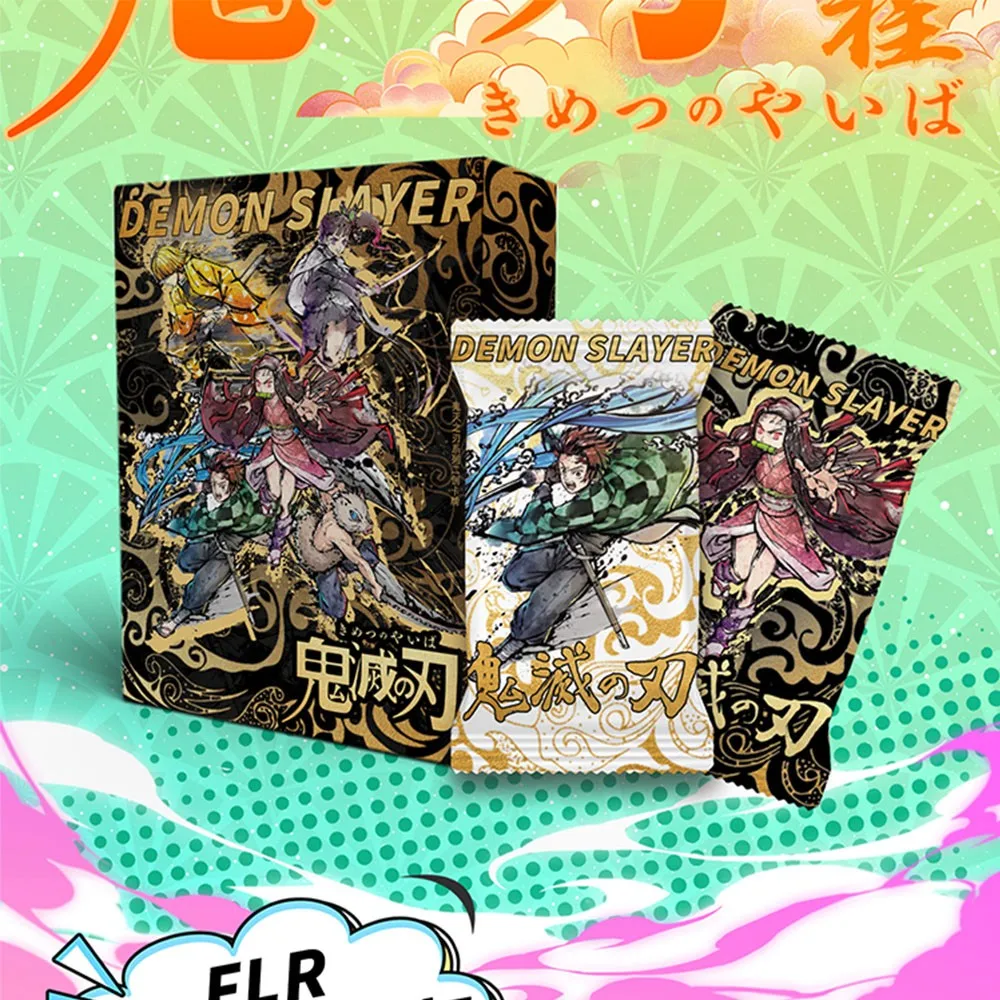 New Demon Slayer Kimetsu No Yaiba Cards Wanmu No Regret Journey Anime Nezuko Enamel Inlay Magic Fluorescent Metal Frame Cards