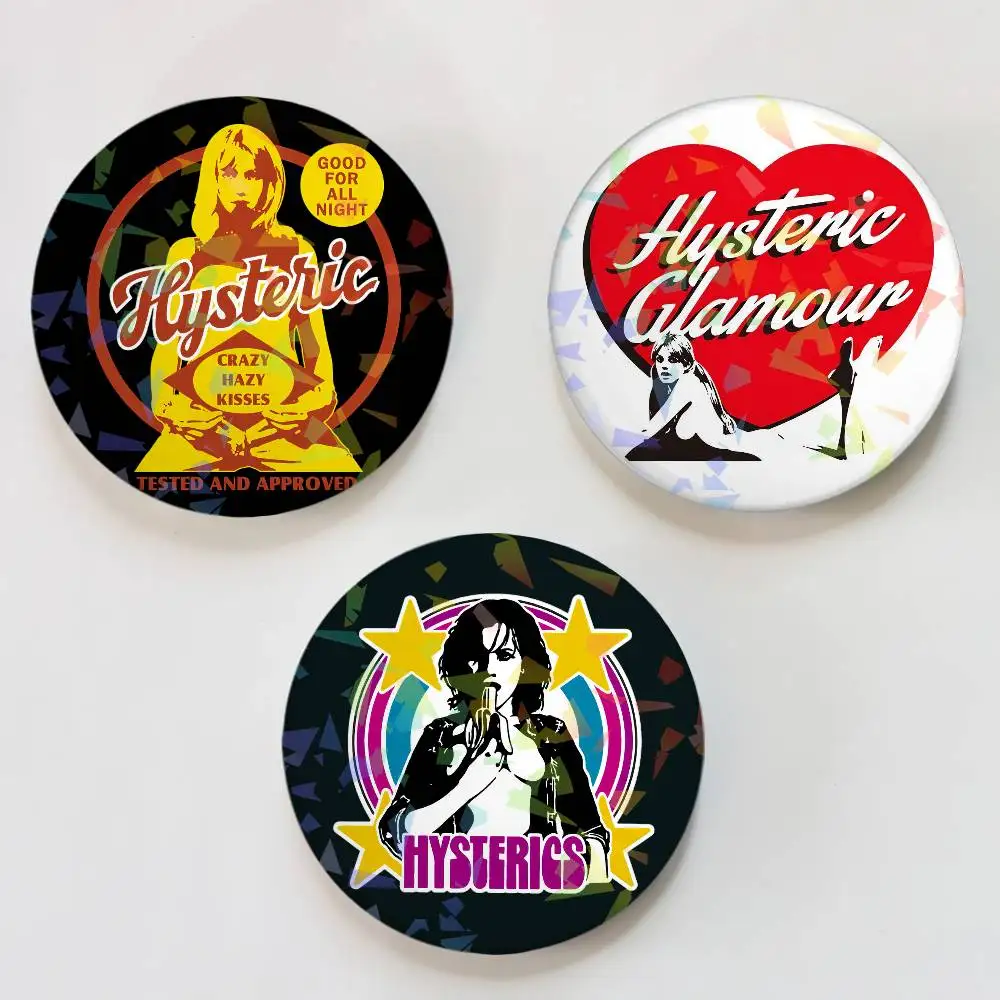 Fashion H-Hysteric Glamour Round Exquisite Laser Badge Brooches Creative Pins For Clothes Hat Backpack Gift Accessories
