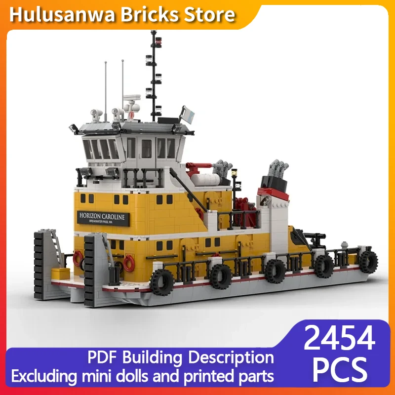 Industrial Ships Model MOC Building Bricks Rescue Pusher Barge Tug Modular Technology Gifts Holiday Assemble Children Toy Suit