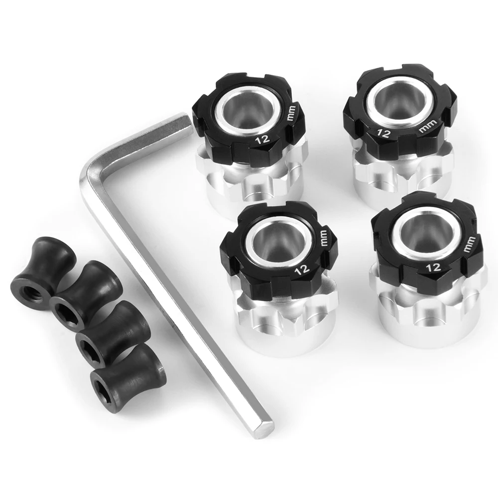 TRINOOD 4PCS Aluminum 12mm to 17mm Extended Adapter 12mm Hex Drive Hub for 1/10 Slash 4X4 RC Car Upgrade Parts