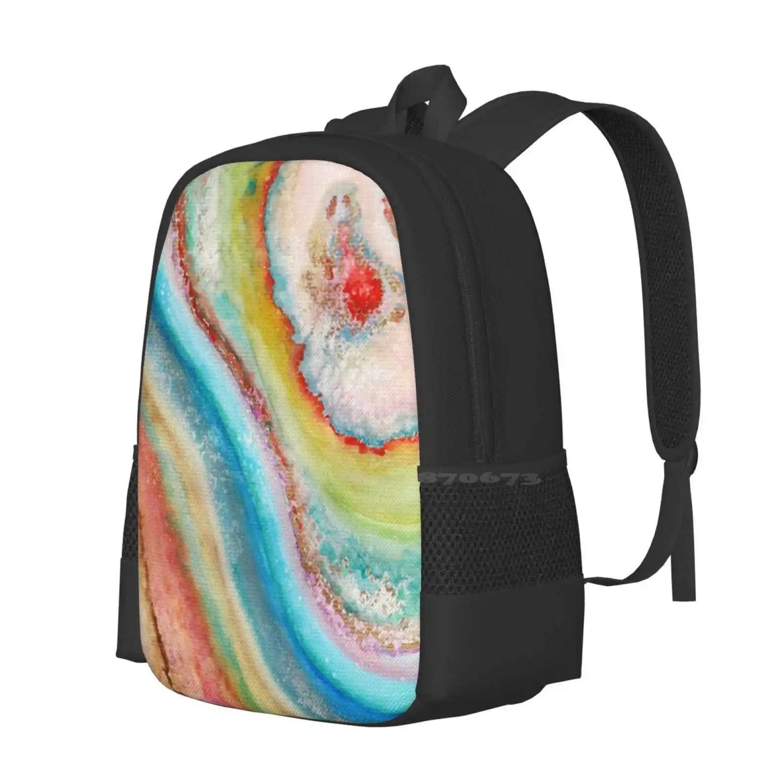 Agate Inspired Watercolor Abstract 01 Hot Sale Schoolbag Backpack Fashion Bags Abstract Natural Stone Watercolor Nature