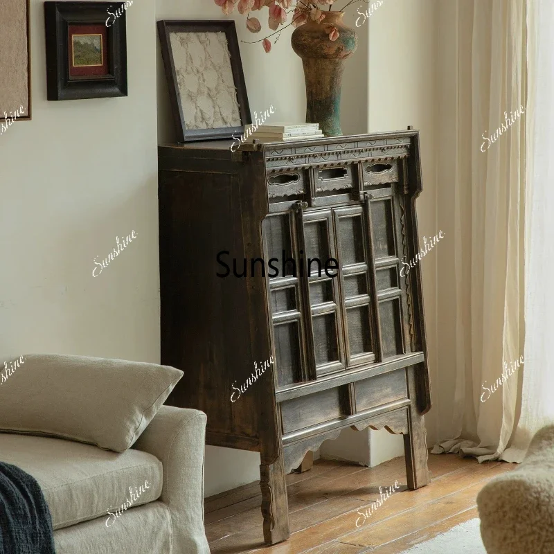 Antique Chinese decorative cabinets, wabi-sandy wind porch cabinets, living room storage lockersTJ