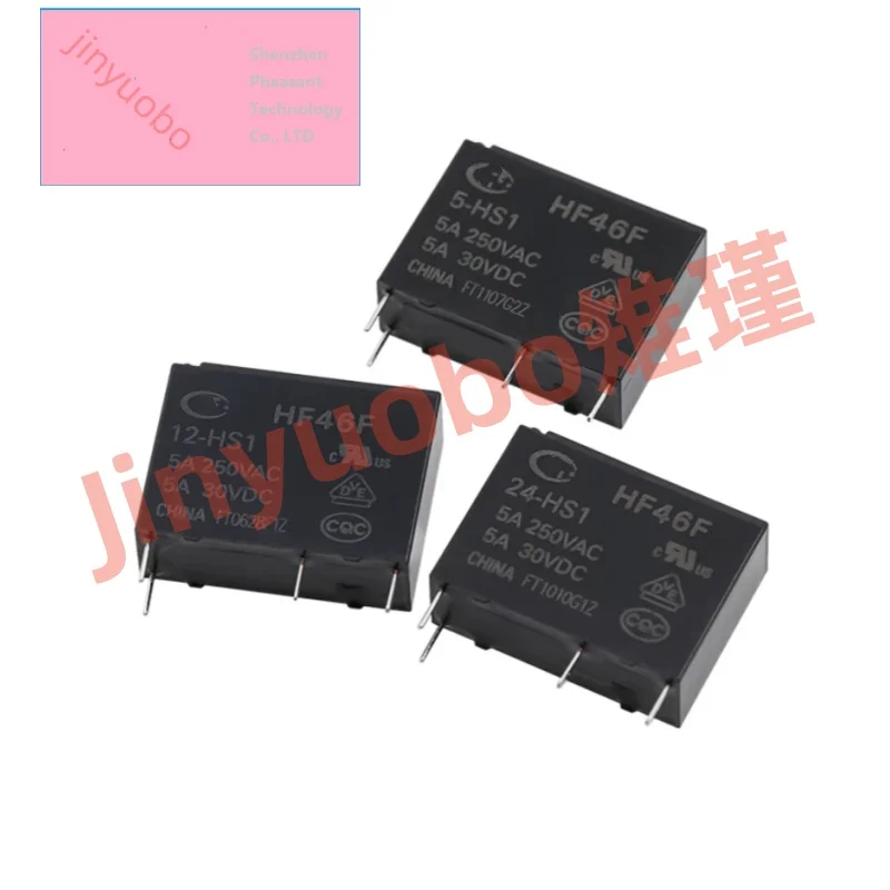 (1 piece) HF46F-5-HS1 HF46F-12-HS1 HF46F-24-HS1 Relay 5V 12V 24V 1 group normally open 5A 4 pins