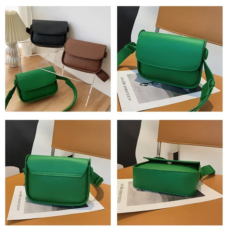 Fashion Trend Crossbody Bags for Women 2024 Green Solid Flap Shoulder Bag Designer Handbags and Purses Small Women Messenger Bag