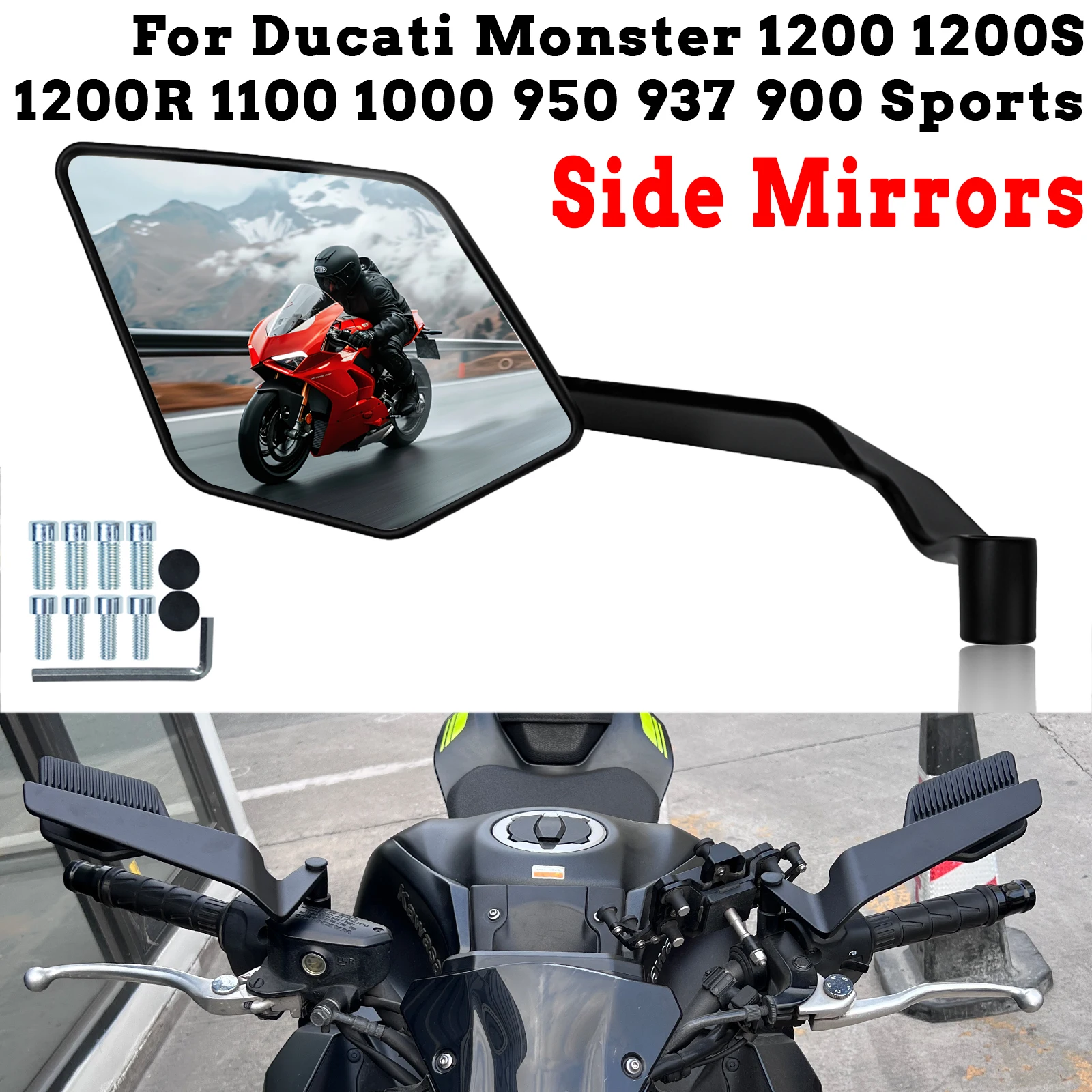 Für Ducati Monster 1200 1200S 1200R 1100 1000 950 937 900 Sport Motorrad Seite Rückspiegel Einstellbare Dreh Spiegel