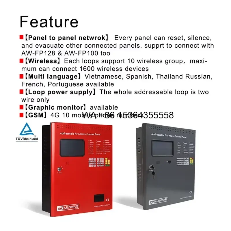 Wmwmnu for Asenware AW-FP200 Addressable Fire Alarm Panel TUV Approved Fire Detection System for Hotel Factory