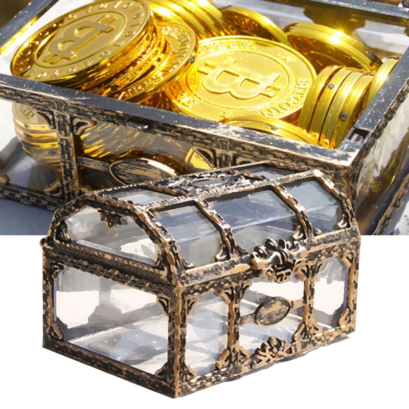 Transparent Vintage Pirate Treasure Storage Box Travel Case Organizer Earrings Crystal Gem Jewelry Trinket Women Jewelry Display