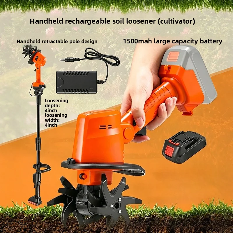 Cordless Electric Mini Tiller Cultivator Weeding Soil Loosening for Garden Lawn Yard Farm