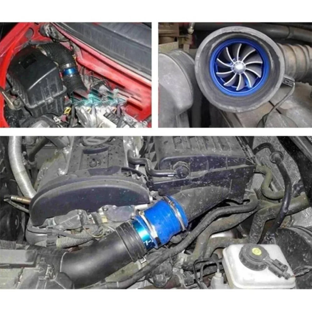 Car Auto Air Intake Turbine Refit Turbo Double Turbocharger Gas Fuel Oil Saver Fan CarSupercharger Turbine For Car Air Intake