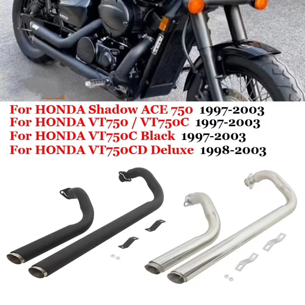 Motorcycle Full Exhaust System Pipe For HONDA Shadow ACE 750 VT750 VT750C Black 1997-2003 Honda VT750CD Deluxe 1998-2003