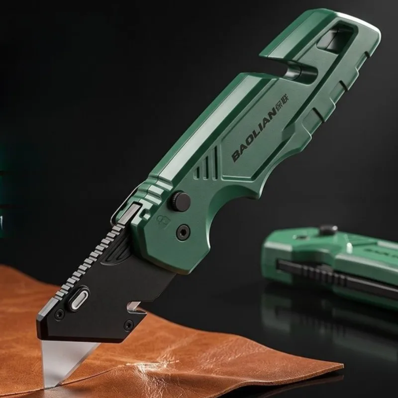 BAOLIAN Foldable Aluminum Alloy Art Knife Multi-Function Craft Knife for Home Office Anti-Shock Leather Carpet Cutting Knifes