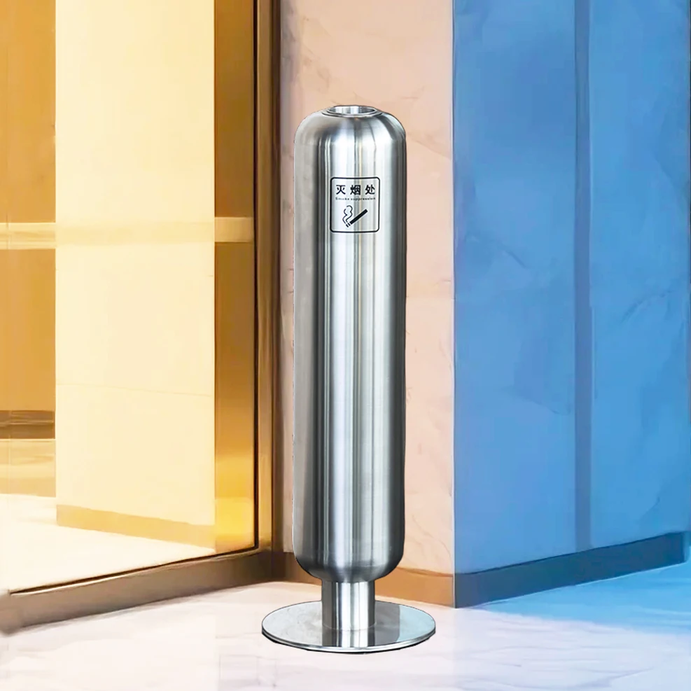 High-grade cigarette butt trash can, smoking area, vertical stainless steel smoke extinguishing column, large cigarette butt col