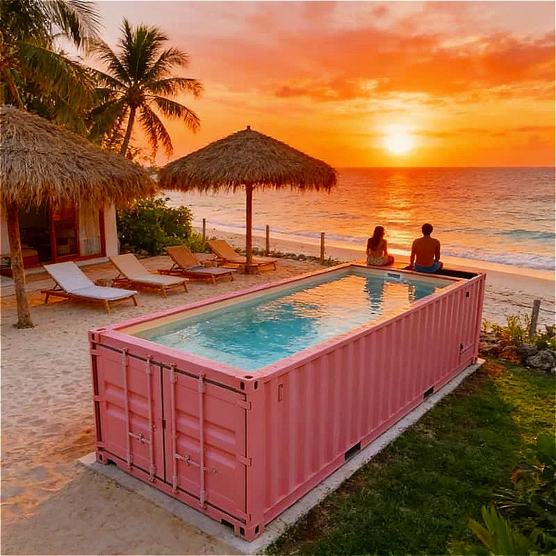 Container Swimming Pool Portable Stainless Steel Container Pool Above Ground Resort Courtyard Outdoor Water Recreation Custom