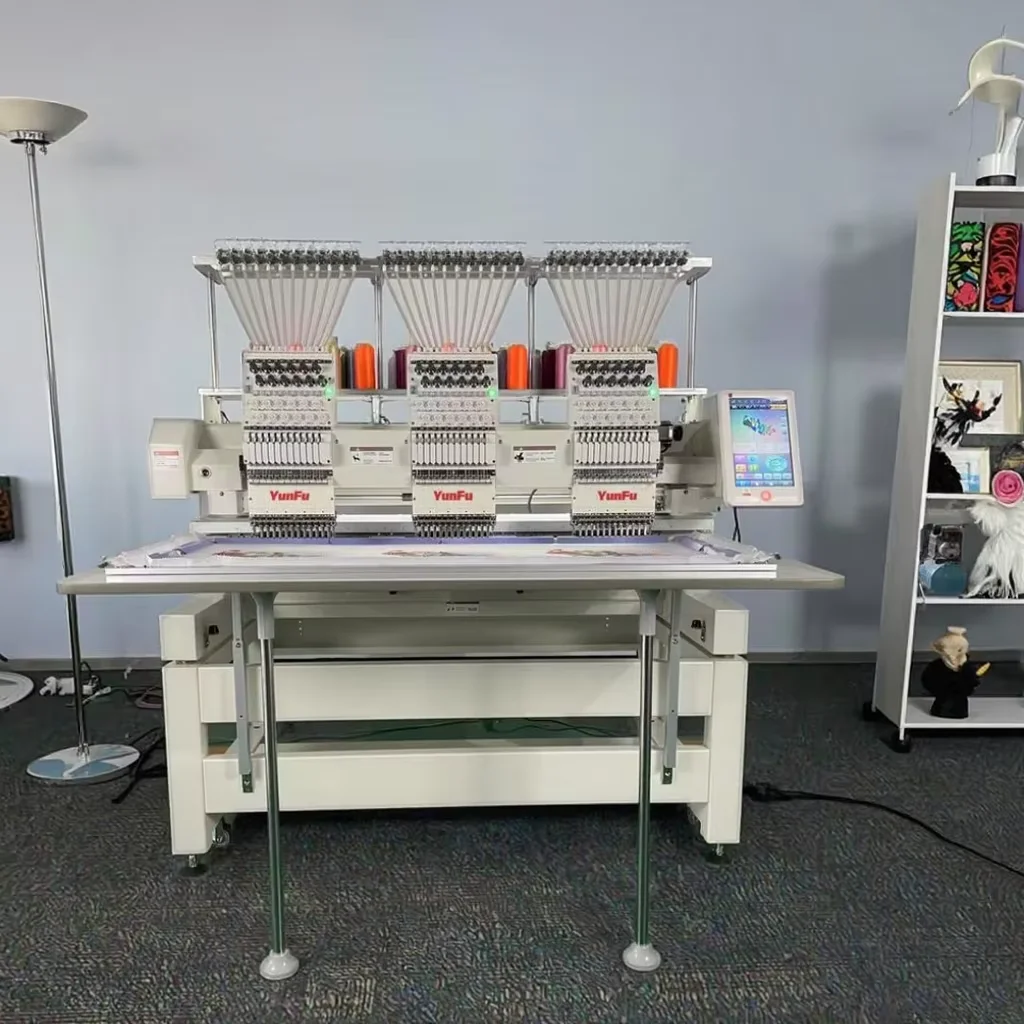 Industrial Embroidery Machine, Computerized, Multi-Needle, 3 Head, Brother/YUNFU Style, for Apparel & Textile Industry