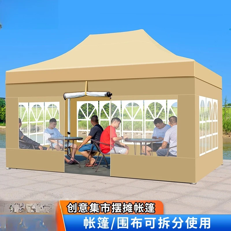 Activity tent Outdoor market Four-corner awning Night market Stall with windshield Roman window canopy