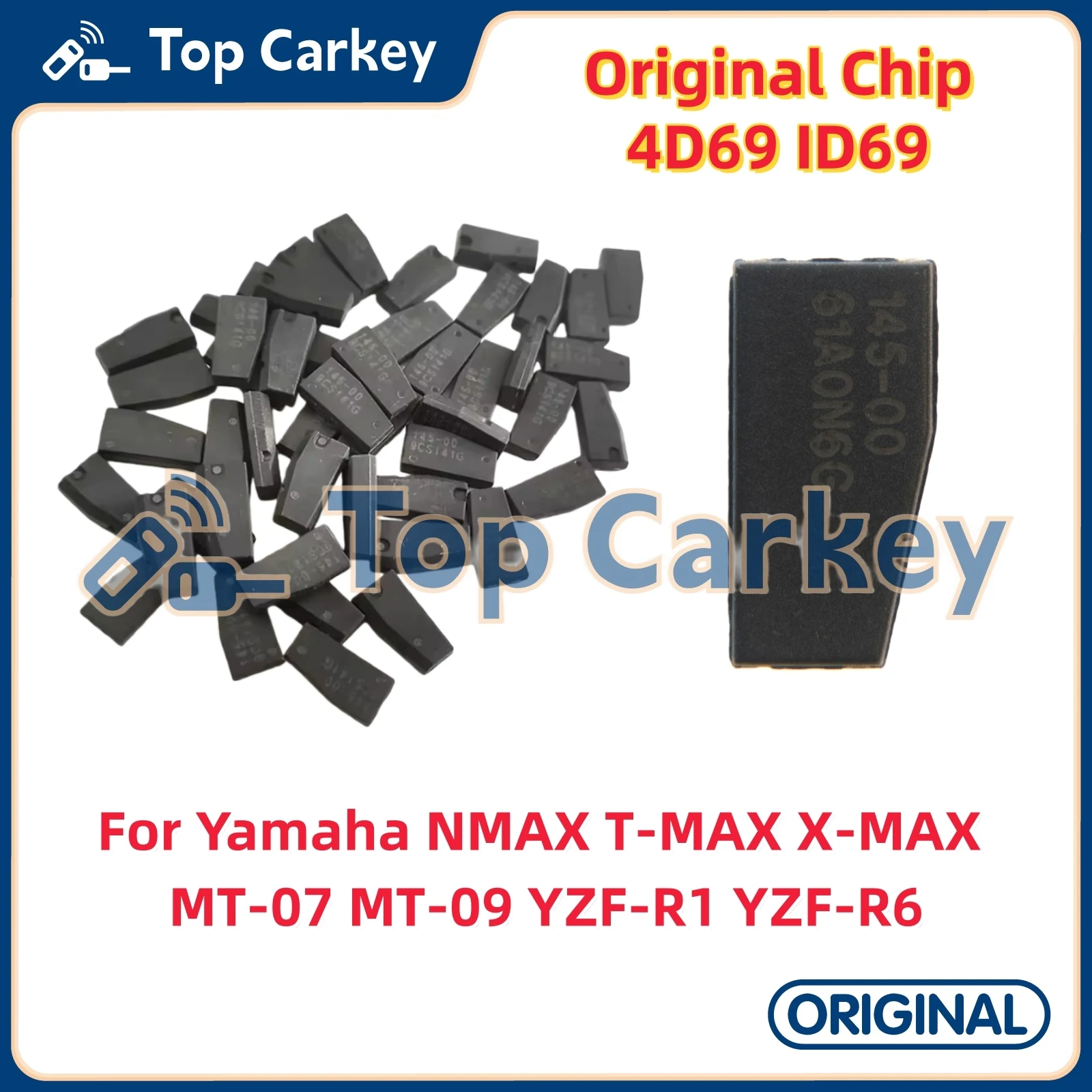 TopCarkey Original 4D69 TP31 ID69 Immobilizer Chip for Yamaha NMAX T-MAX X-MAX MT-07 MT-09 YZF-R1 YZF-R6 Motorbike Key Chip