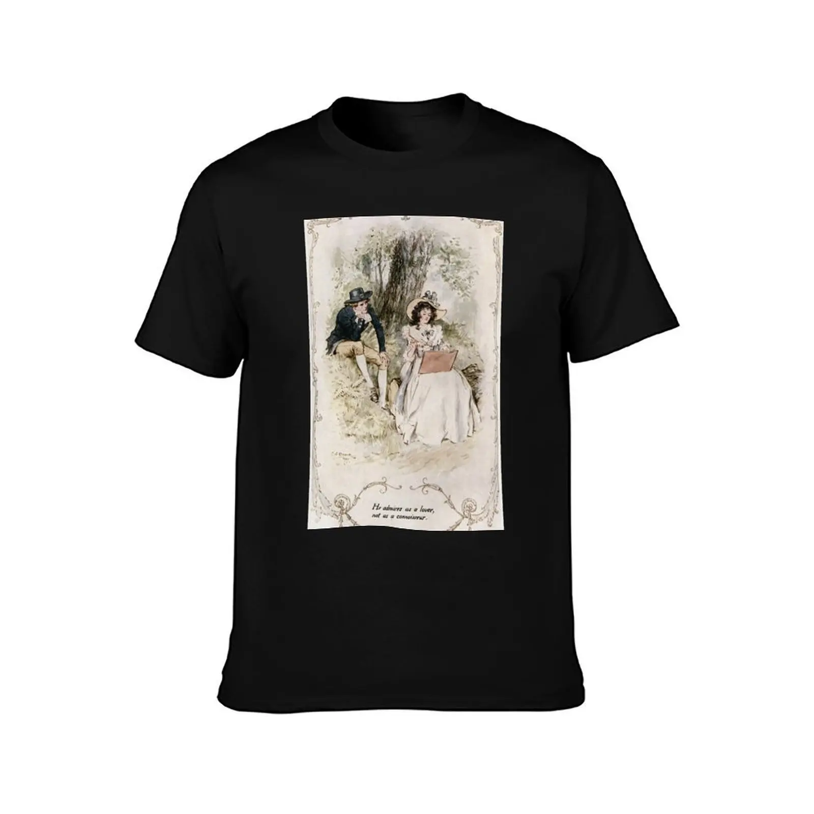 Charles Edmund Brock - Jane Austen Admiring Her Art T-Shirt, Summer Casual Cotton Tee, Oversized Streetwear Tops, 100% Cotton