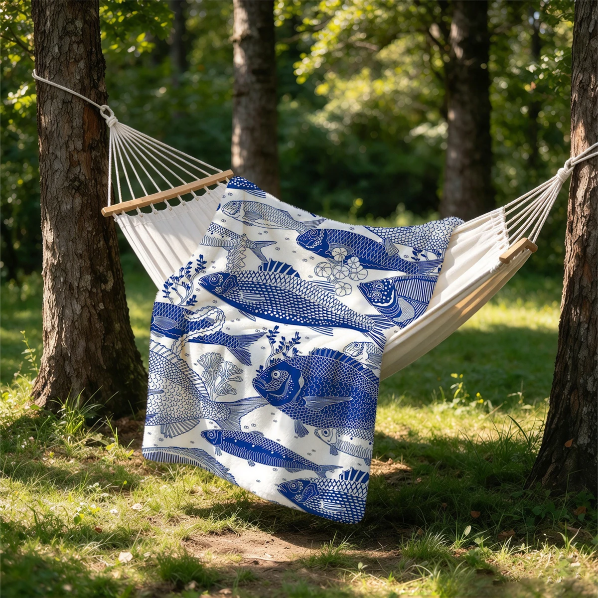 Blue Ocean Fauna Flannel Blanket Warm Soft Halloween Christmas Couch Warm Cozy Decorative Decor Gift for All Season