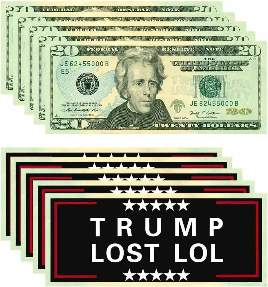 100 Pack Trump Lost 20 Doller 100 Dollar Bills cento Bills Gag Joke Prank Anti Trump Funny $100 $20 Drop Card