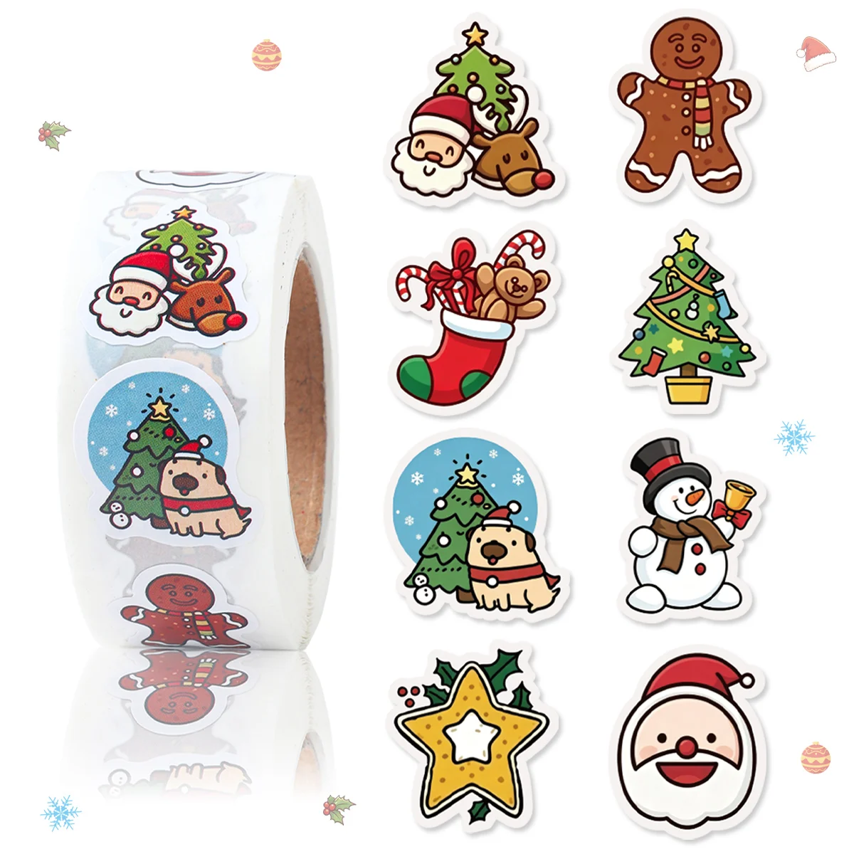 500pcs/roll Christmas Gift Stickers Merry Christmas Decor for Home 2026 Self-Adhesive Envelope Label Navidad Natal New Year 2027
