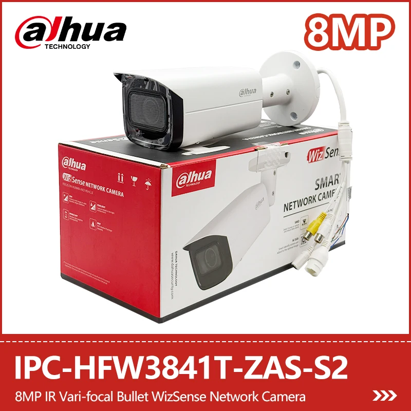 

Dahua 8MP 4K IR Vari-focal IP Camera IPC-HFW3841T-ZAS-S2 Built-in Mic Human&Vehicle Detection PoE IP67 Security Camera