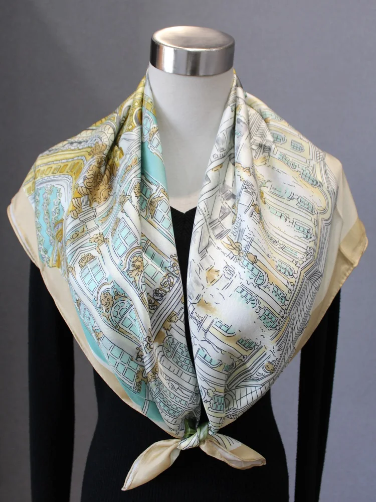 2022 NEW 100% Silk Scarf 90*90cm Womens Fashion Square Scarves Wraps Neckerchief Shawl Foulard Echarpe